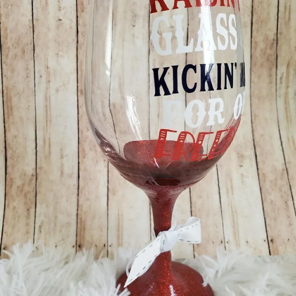 Red White And Blue Wine Tumbler,  Patriotic Glass, Remembrance Gift